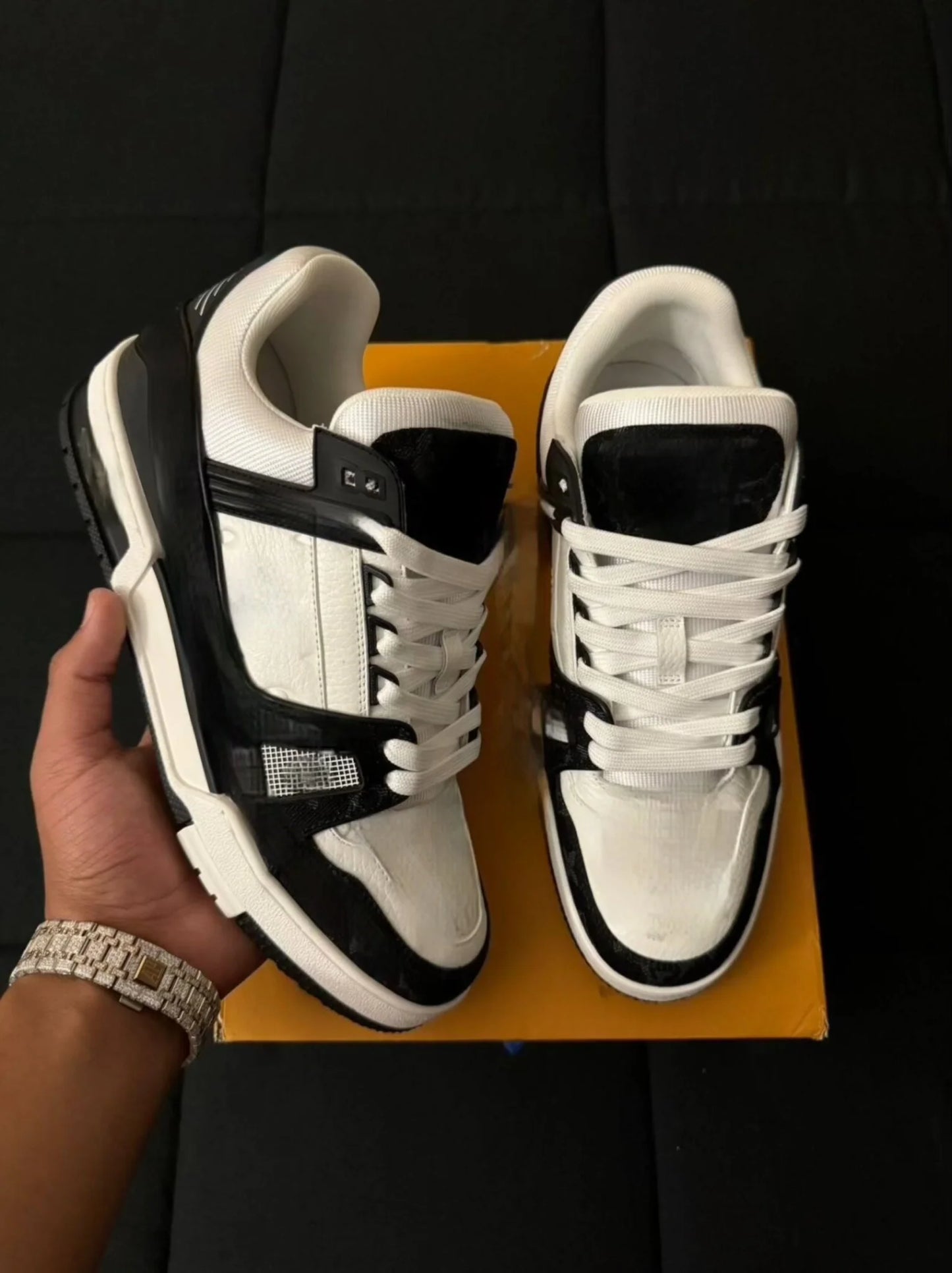 L Black and White sneakers